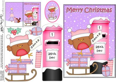 5x7 Christmas Bobbin Robin Postbox 3D Decou