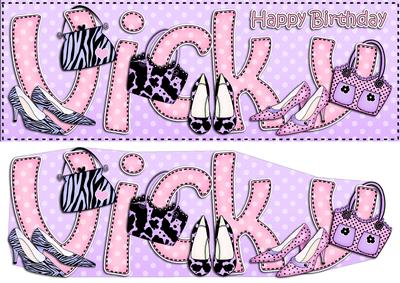 Large Dl Birthday Vicky Shoes & Handbags 3D Decoupage