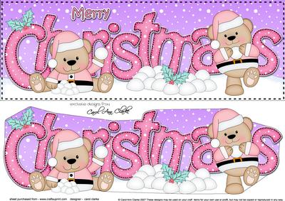 Large Dl Christmas Livvy Bear 3D Decoupage