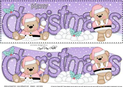 Large Dl Christmas Livvy Bear 3D Decoupage