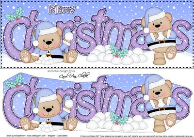 Large Dl Christmas Livvy Bear 3D Decoupage