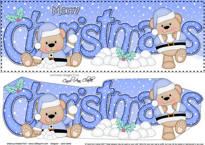 Large Dl Christmas Livvy Bear 3D Decoupage
