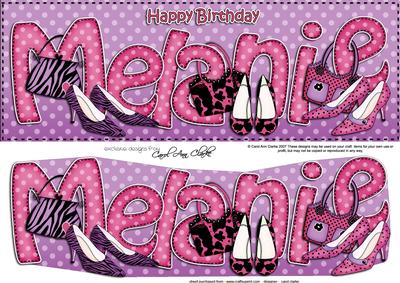 Large Dl Birthday Melanie Shoes & Handbags 3D Decoupage