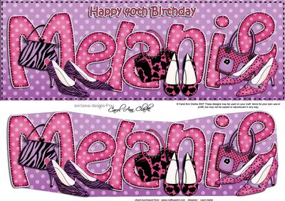 Large Dl 40th Birthday Melanie Shoes & Handbags 3D Decoupage