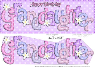 Large Dl Birthday Granddaughter Dots & Flowers 3D Decoupage
