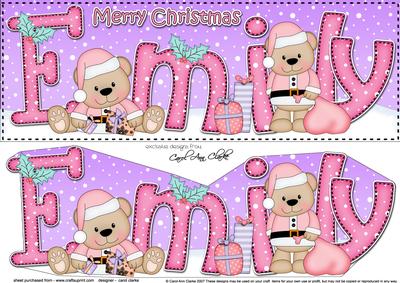 Large Dl Xmas Emily Livvy Bear & 3D Decoupage