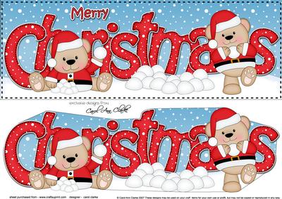 Large Dl Christmas Livvy Bear & 3D Decoupage