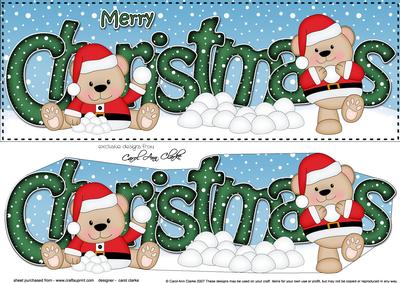 Large Dl Christmas Livvy Bear & 3D Decoupage