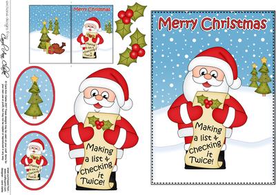 5x7 Christmas Santa's List 3D Decoupage