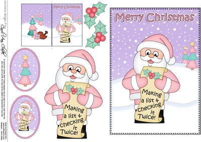 5x7 Christmas Santa's List 3D Decoupage