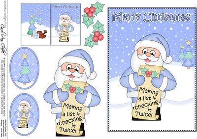5x7 Christmas Santa's List 3D Decoupage