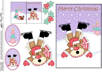 5x7 Christmas Oops Rudolph 3D Decoupage