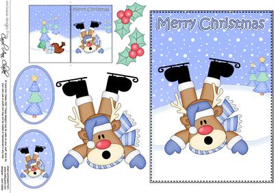 5x7 Christmas Oops Rudolph 3D Decoupage