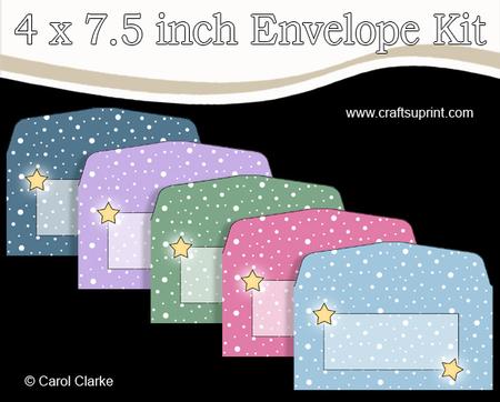 5 Christmas Stars 4 x 7.5" Envelopes Kit