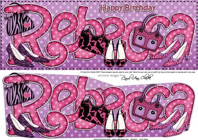 Large Dl Birthday Rebecca Shoes & Handbags 3D Decoupage