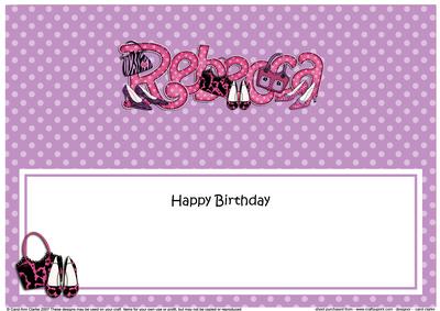Large Dl Birthday Rebecca Shoes & Handbags Matching Insert