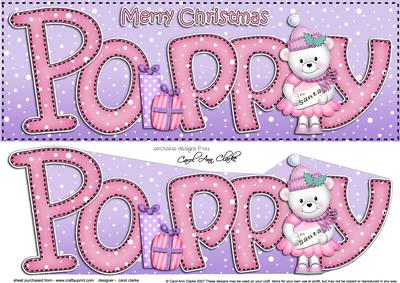 Large Dl Xmas Poppy Teddy Tess & 3D Decoupage