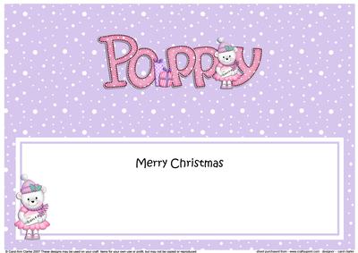 Large Dl Xmas Poppy Teddy Tess Matching Insert