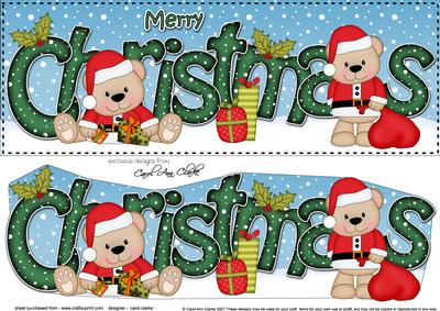 Large Dl Christmas Livvy Bear 3D Decoupage