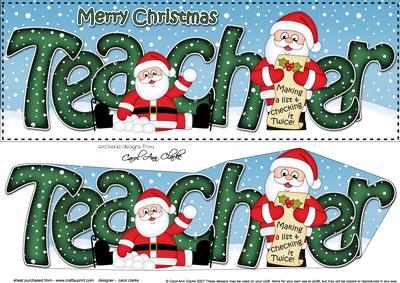 Large Dl Xmas Teacher Santa 3D Decoupage