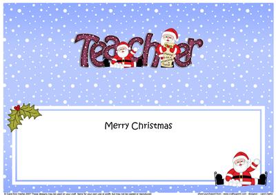 Large Dl Xmas Teacher Santa Insert