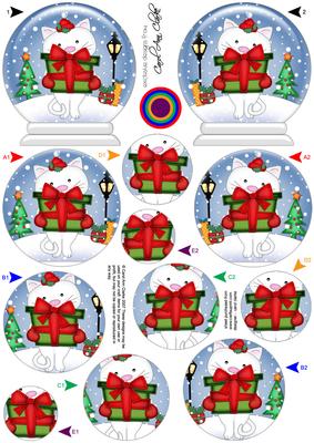 3D Little Cat's Present Snow Globe Shaped Tree Decoration