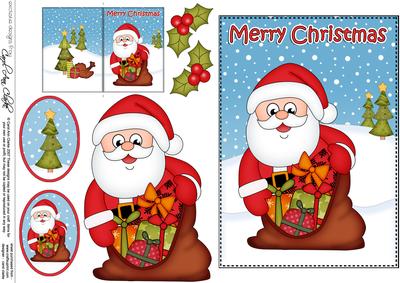 5x7 Christmas Santa's Sack 3D Decoupage