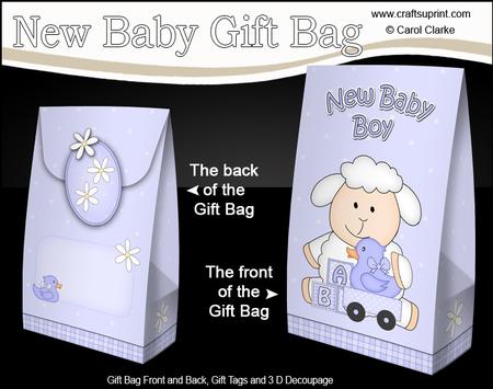 3D New Baby Boy Cute Little Lamb Gift Bag Mini Kit