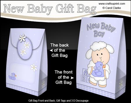 3D New Baby Boy Cute Little Lamb Gift Bag Mini Kit