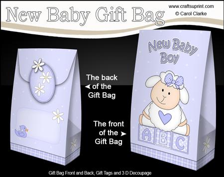 3D New Baby Boy Cute Little Lamb Gift Bag Mini Kit