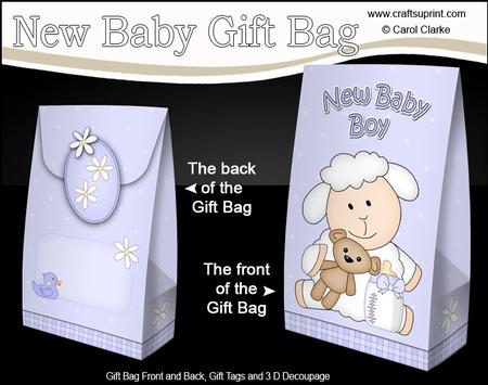3D New Baby Boy Cute Little Lamb Gift Bag Mini Kit