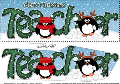 Large Dl Xmas Teacher Pip Penguin 3D Decoupage