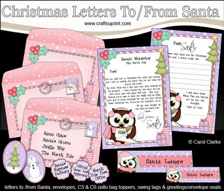Xmas Little Hoot Owl Child's Santa Letter to and from Santa