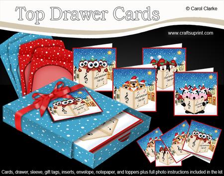 3D Xmas Merry Carrollers Top Drawer Cards Bumper Kit