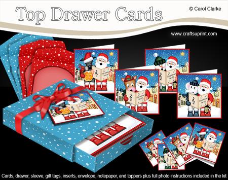 3D Xmas Merry Carrollers Top Drawer Cards Bumper Kit