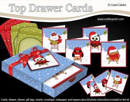 3D Xmas Sledging Fun Top Drawer Cards Bumper Kit