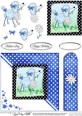 Cute Poodle Quick Card with Decoupage