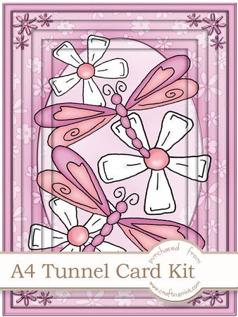 A4 Dreamy Dragonflies in Pink Tunnel Card Kit