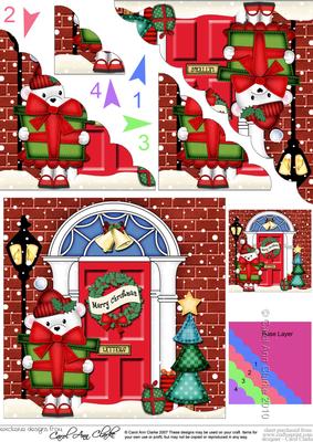 Teddy Tess Christmas Door Scallop Corner Stacker Topper