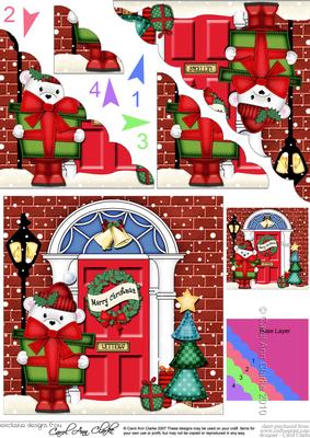 Teddy Ed Christmas Door Scallop Corner Stacker Topper
