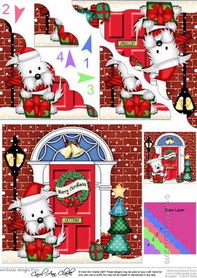 Jock Westie Dog Christmas Door Scallop Corner Stacker Topper