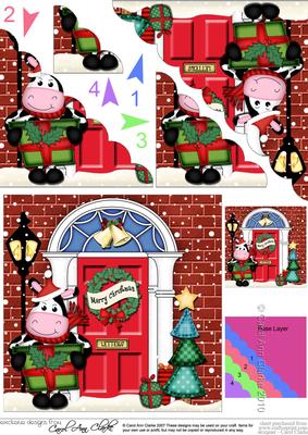 Milly Moo Cow Christmas Door Scallop Corner Stacker Topper
