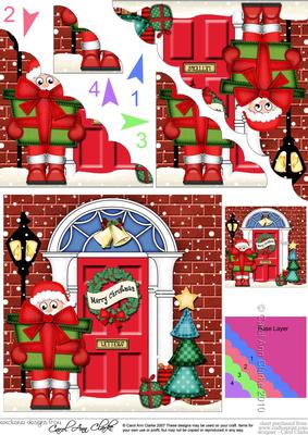 Santa Christmas Door Scallop Corner Stacker Topper