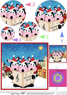 Singing Milly Moo Cows Merry Carollers Circle Pyramage