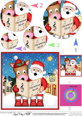 Singing Santa & Gigi Horse Merry Carollers Circle Pyramage