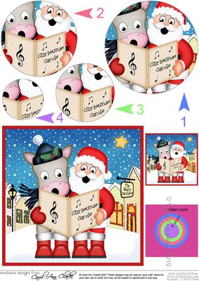Singing Santa & Gigi Horse Merry Carollers Circle Pyramage