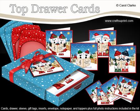 3D Xmas Merry Carrollers Top Drawer Cards Bumper Kit