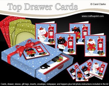3D Xmas Cute Little Cats Top Drawer Cards Bumper Kit