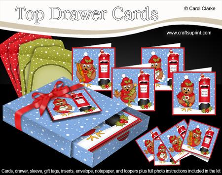 3D Xmas Cute Little Robin Top Drawer Cards Bumper Kit