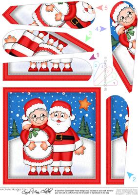Xmas Santa & Mrs Claus Fan Pyramage Topper